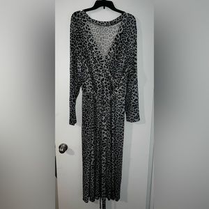 ASOS Design Curve midi wrap dress leopard print